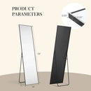JHK Full Body Wall Mirror 59"x16"/64"x21" Standing or Wall-Hanging with Stand Aluminum Alloy Frame Bedroom Cloakroom Decoration
