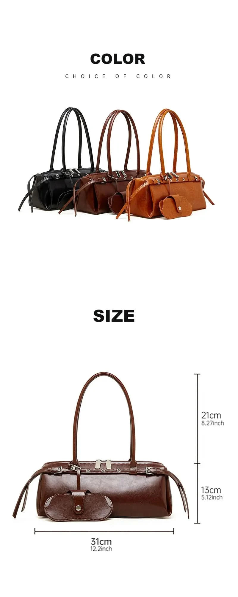 New Women's Rectangle Bag Luxury Designer Shoulder Bags High Quality Cowhide Handbags Fashion Women Baguette Bag 3086 - M & M Global