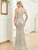 Elegant V Neck Silver Sequins Evening Dresses 2025 Women Sleeveless Party Maxi Mermaid Dress Long Luxury Prom Gown