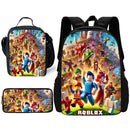 Child School Game R-RobloxS Backpack with Lunch Bags ,Pencil Bags ,School Bags for Boys Girls Best Gift - M & M Global