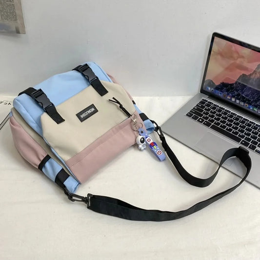Unisex Student Messenger Bag Large Capacity Flap Crossbody Bag Stylish Nylon Satchel for College Travel and Business - M & M Global