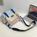 Unisex Student Messenger Bag Large Capacity Flap Crossbody Bag Stylish Nylon Satchel for College Travel and Business - M & M Global