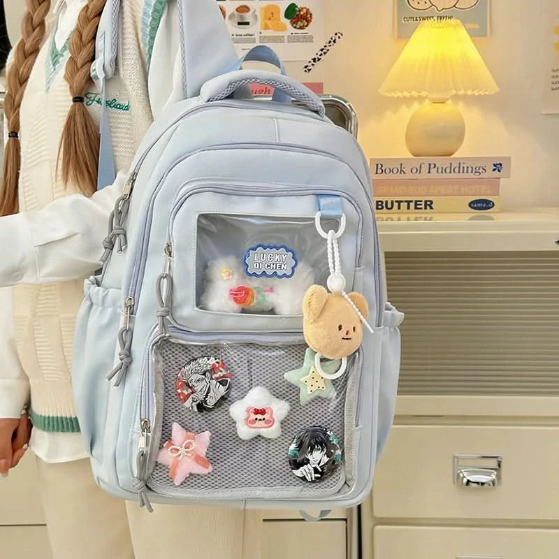 Japanese Style Kawaii Backpack Girls Transparent Ita Bag Women Large Capacity Backpack Fashion School Bag for College Student JK - M & M Global