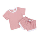 2025 New Style Baby Boy Clothes Sets For Children Kids Girls Clothes Ribbed Solid Cotton Short Sleeve Tee＋Pants Toddler Clothing - M & M Global
