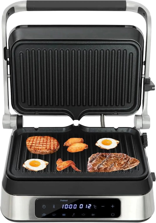 Sandwich Maker,1600W Touch-sensitive 2 In 1 Steak Making Machine, Adjustable Sandwich Making Machine with LED Display Screen for - M & M Global