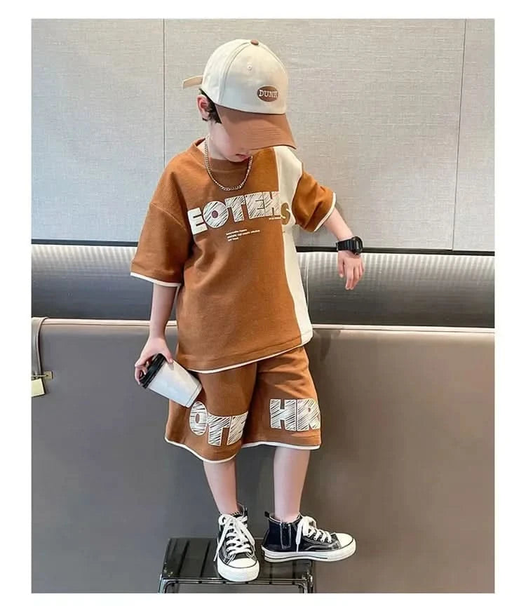 New Summer Teenagers Boys Clothing Sets Child Fashion Letter Top And Shorts 2Pcs Kids Tracksuit 4 5 6 7 8 9 10 11 12 13 14 Years - M & M Global