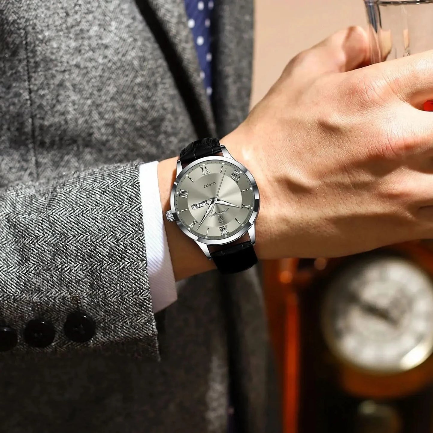 POEDAGAR Top Luxury Watch For Men Military Waterproof Luminous Date Week Man Wristwatch Leather Men's Quartz Watches Sport Reloj - M & M Global