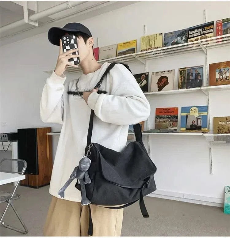 Canvas Messenger Bag Ladies Big Capacity Handbags Shoulder Bag Youth Girls Student School Bags Fashion Men Crossbody Bags Bolsos - M & M Global