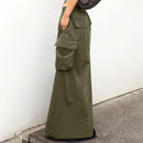 ZANZEA 2024 Vintage Cargo Maxi Skirts Women Elegant Loose Jupes Office Big Pockets Jupes Autumn Elastic Waist Skirts Streetwear