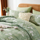 7-piece leaf pattern printed Comforter Set, 100% microfiber soft and durable Skin-friendly breathable super soft bedding set