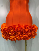 Women Sexy Strapless Backless Flower Embellished Mini Bandage Dress Bodycon Celebrity Party Cocktail Evening Party Club Dresses