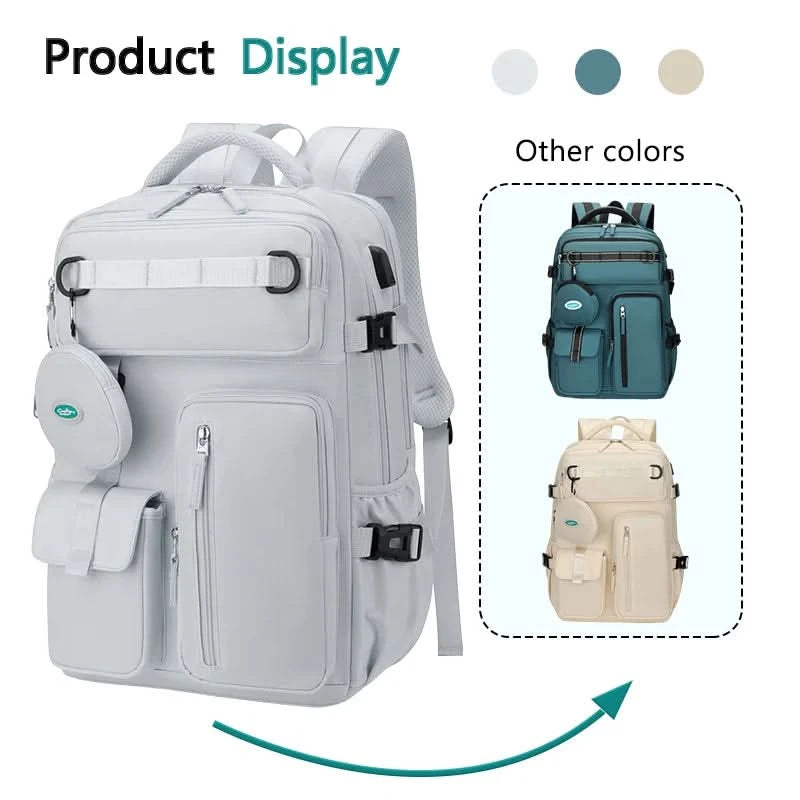 Fashionable large capacity multi pocket multifunctional outdoor travel backpack, handbag hiking bag suit - M & M Global