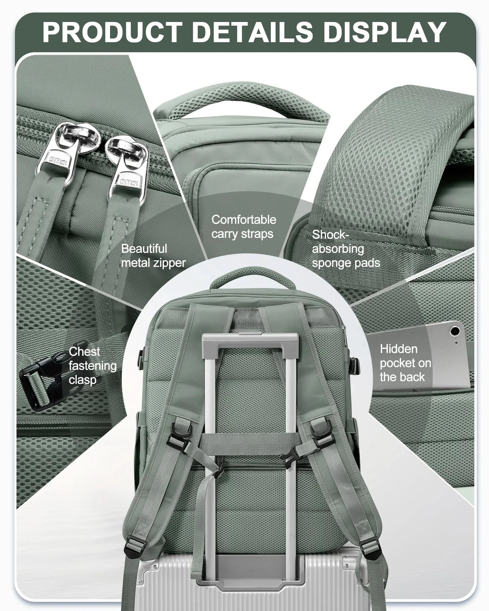 Travel Bakcpack for Women Reinforced Waterproof Notebook Backpack 45x36x20 Men Casual School Bakcpack Flight Cabin Bag 40x20x25 - M & M Global