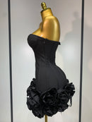 Women Sexy Strapless Backless Flower Embellished Mini Bandage Dress Bodycon Celebrity Party Cocktail Evening Party Club Dresses