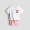 Disney Cartoon Girl Clothing Short Sleeve Suit Lovely Fashion Children's Loose Tees Tight Shorts Summer Kids Two Piece Set 9M-7Y - M & M Global