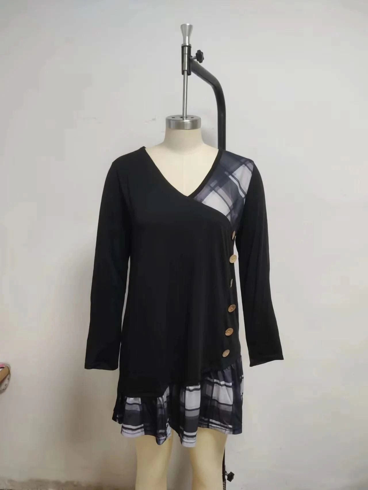 Dresses for Women European and American autumn and Winter Elegant Everyday Loose Party Dress Buttons Long Sleeve Dress - M & M Global