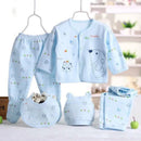 5pcs/set Newborn Baby Suit Set Top 2 Pants Hat Bibs 0-3 M Clothing Set Boy Girl Clothes Pure Cotton Breathable Cartoon Underwear - M & M Global