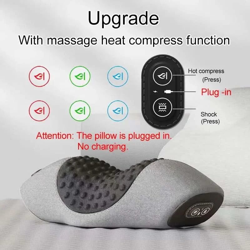 Electric Neck Massager Pillow Vibration Heating Massage Neck Traction Stretcher Support Cervical Spine Pain Relief Sleep Relax - M & M Global