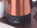 PER12 Stainless Steel Electric Coffee Percolator, 12 Cup, Polished Copper Finish, Dripless Gooseneck Spout, Clear Glass Knob, Br - M & M Global