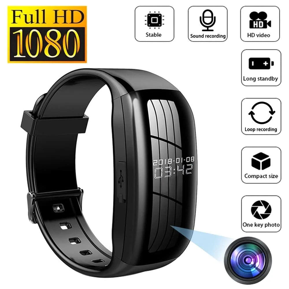 HD Mini Camera Watch 8-256GB Video Voice Recorder Bracelet USB Flash Driver Dictaphone Noise Reduce Sound Recording Wristband - M & M Global