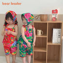 Bear Leader Summer Fashion New Baby Girl Clothes Flower Print Suspender Top+Shorts 2-piece Set Ethnic Style Children's Clothing - M & M Global