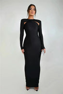 Mozision Hollow Out Sparkle Long Sleeve Maxi Dress For Women Glitter Vestidos Robe New Bodycon Shiny Night Club Party Long Dress - M & M Global