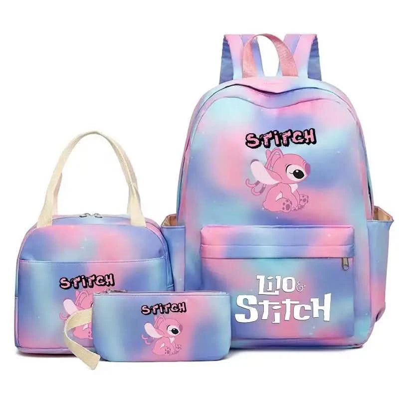 3Pcs Lilo Stitch Colorful Backpack Set With Tote and Pouch Large Capacity Lightweight And Breathable Outdoor Knapsack - M & M Global