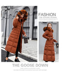 Korean Style Thickened Winter Cotton Jacket Women's Long Coat with Fur Collar Slim Fit Hooded Ladies' Cotton Padded Coat