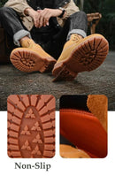 Boots Men High Top Boots High Quality Women Leather Shoes Fashion Outdoor Sneakers Men Lace Up Non-Slip Ankle Boots for Couple - M & M Global