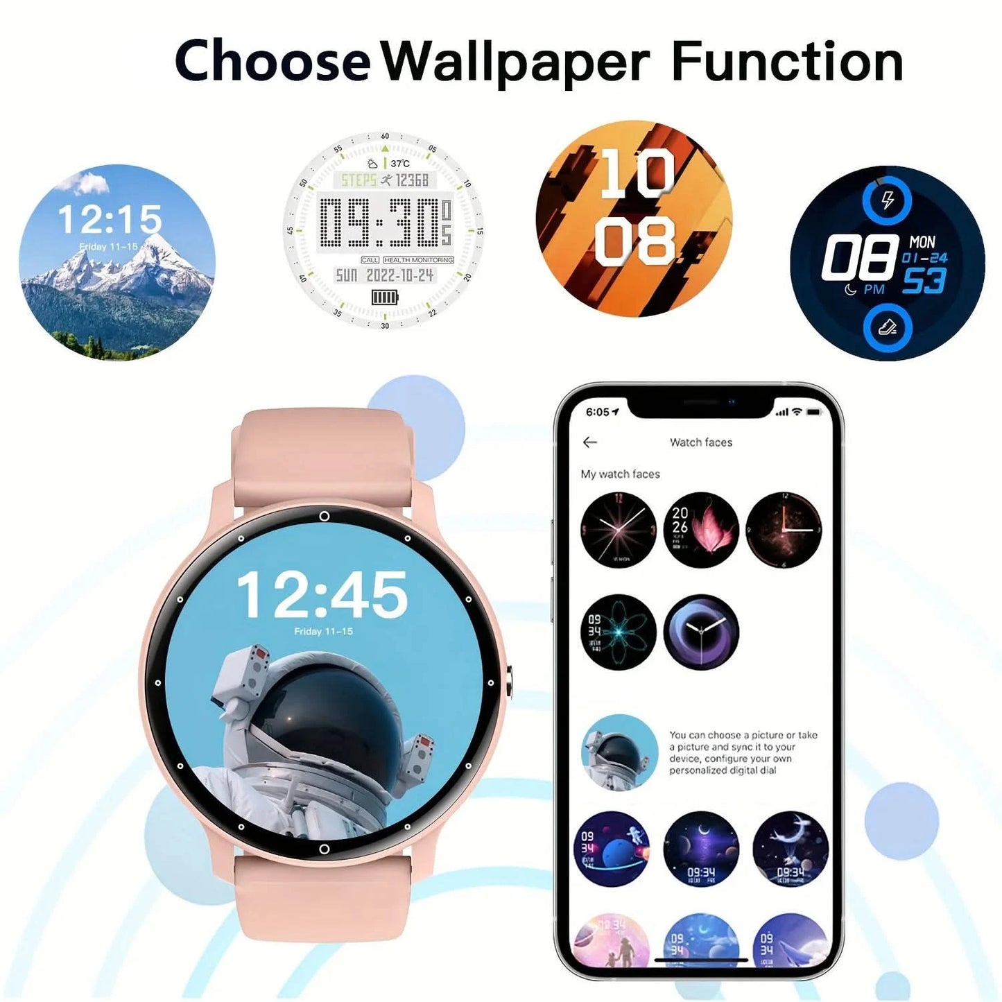 Smart watch, wireless calling /dial, multi -Sport mode, calling reminder and rejection, SMS reminder, for iPhone/Andriod