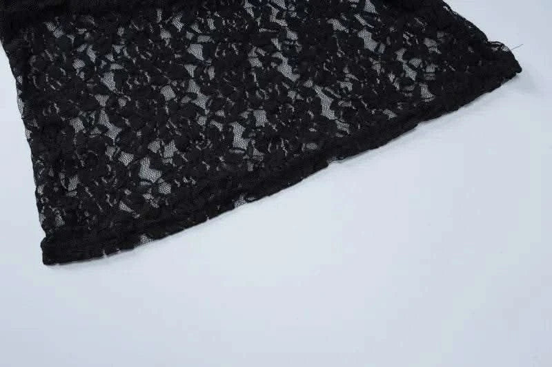 Autumn Fall Women Sexy Lace See Through Streetwear Bodycon Black Long Dress Wholesale Items For Business - M & M Global