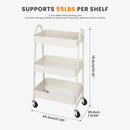 JHK 3 Tier Metal Storage Kitchen Cart with Lockable Wheels Mobile Shelving Unit Utility Rolling Organizer For Home Narrow Places
