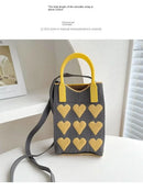 Korean Fashion Heart Knitted Mini Square Handbag for Women Small Mobile Phone Shoulder Bags Girls Cute Outdoor Crossbody Bags - M & M Global