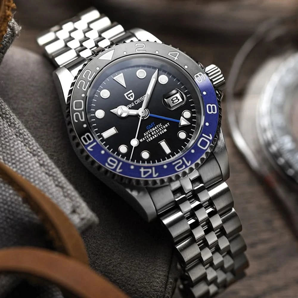 PAGANI DESIGN PD-1662 Luxury GMT Men Mechanical Wristwatch Sapphire Glass Stainless Steel 100M Waterproof Automatic Watches - M & M Global