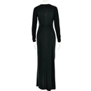 Mozision Deep V Neck Long Sleeve Split Maxi Dress Women Elegant Clubwear 2023 Autumn New Bodycon Ruched Sexy Long Dress - M & M Global