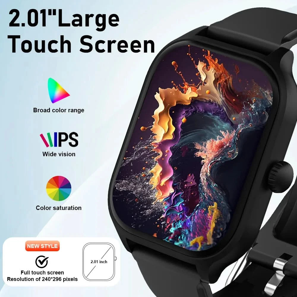 LAXASFIT 2025 New Men's Smart Watch Women's Gift 2.01 inch HD Full Touch Screen Sports Fitness Watch Bluetooth Talk Smartwatch - M & M Global