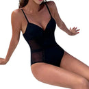Summer Women Bikini Set Backless Tie Belt Hollow Sling One-Piece Swimwear Slim Fit Sleeveless Padded Bathing Suit For Party - M & M Global
