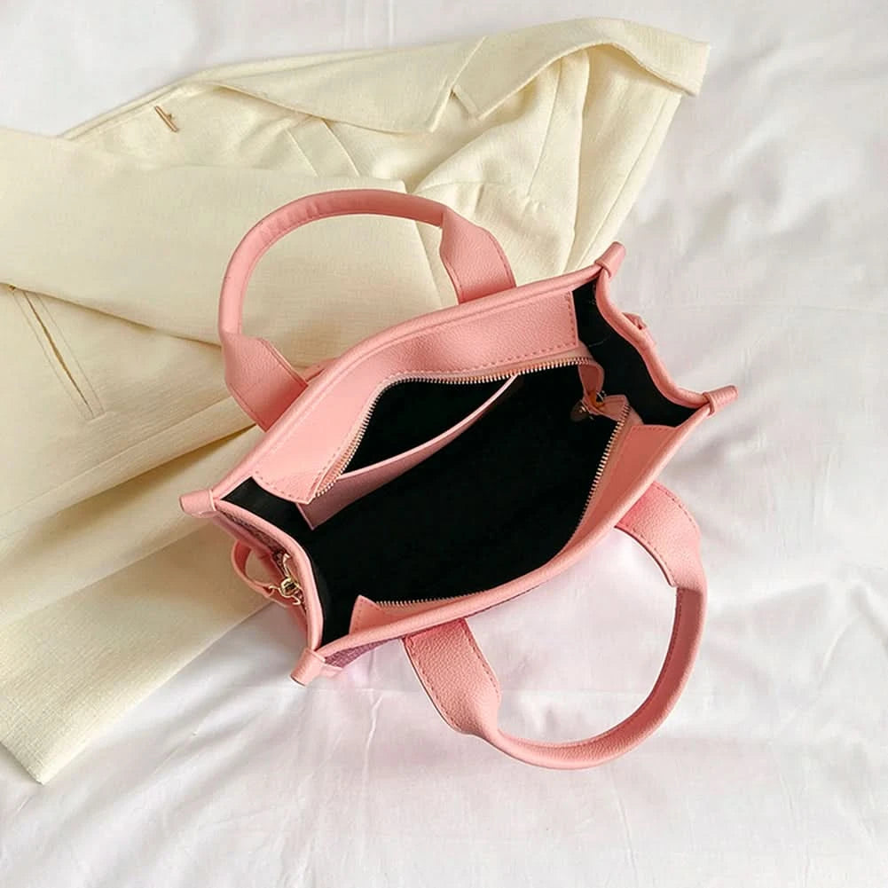 New The Tote Bag Letter Printed Sequins Top-Handle Bag Women Leather Handbag Luxury Designer Glitter Shoulder Crossbody Bag - M & M Global