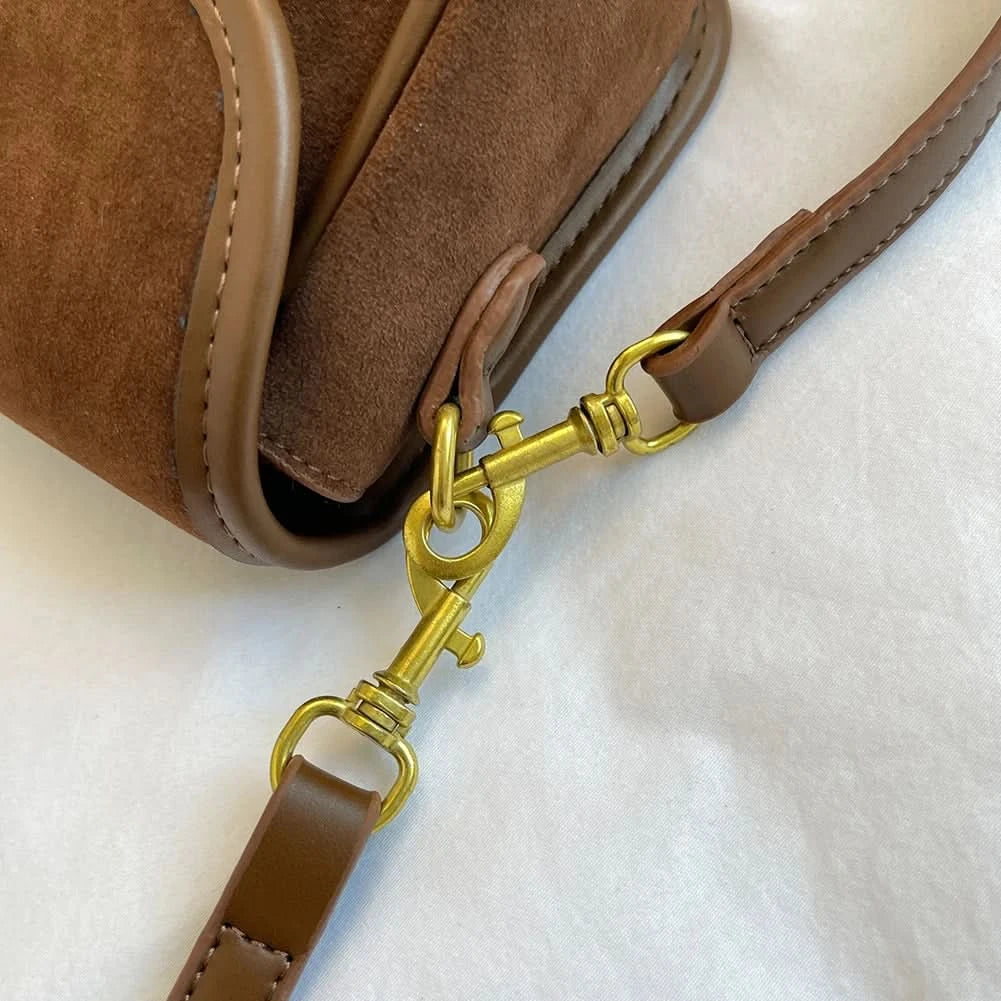 Korean Fashion New Small Square Bag Shoulder Bags Brown Niche Retro Suede Surface Leisure Versatile Trend Lady Crossbody Bags - M & M Global