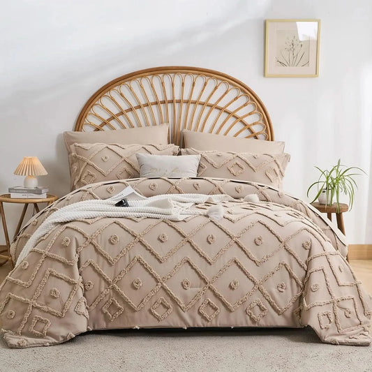 7 Pcs solid color tufted quilt set, microfiber soft and lightweight, durable and easy to wash bedding set , for all seasons