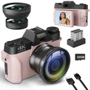 Compact Digital Photography Camera 4K WIFI Webcam Retro Vlog Recorder YouTube 64MP Camcorder 3 Inch Flip Screen Wide Angle Lens - M & M Global