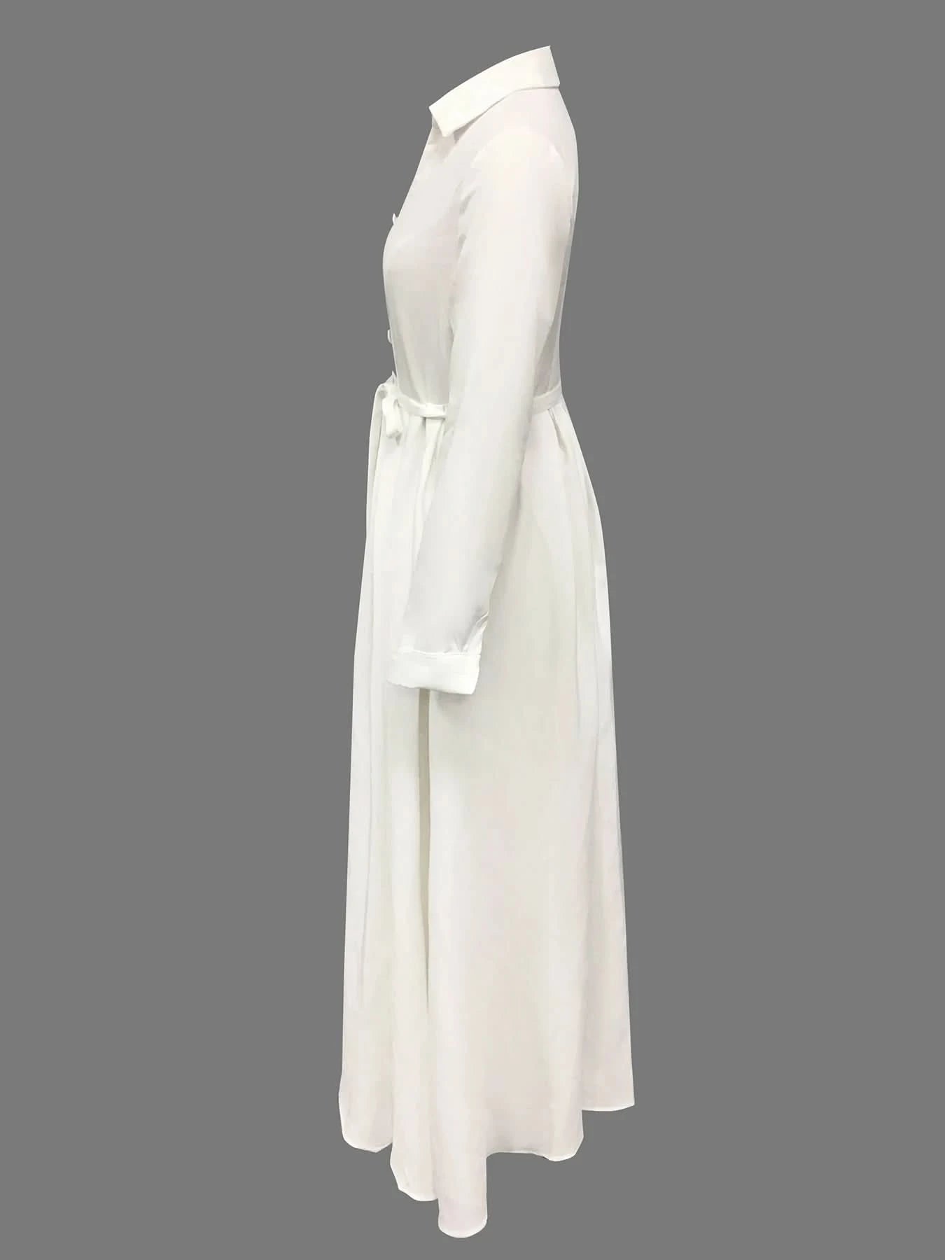Elegant A Line Maxi Wedding Dress Women Solid Party Evening Bridesmaid Long Dress Pockets Turndown Collar Women Vestidos - M & M Global
