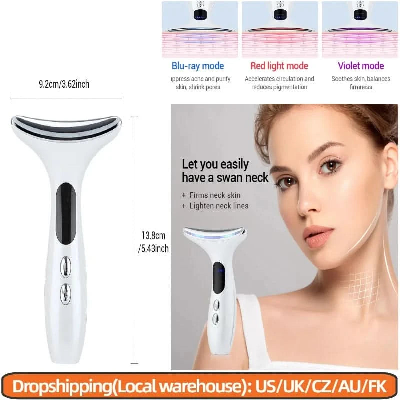 EMS Micro-current Neck Face Beauty Device LED IPL Skin Rejuvenation Cleaning Double Chin Removal Facial Lifting Firming Massager - M & M Global
