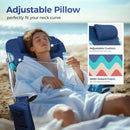 Beach Chairs Set of 2 with Cooler Bag 4 Position Classic Lay Flat Folding with Backpack Straps Support 250LBS (Sky Blue)