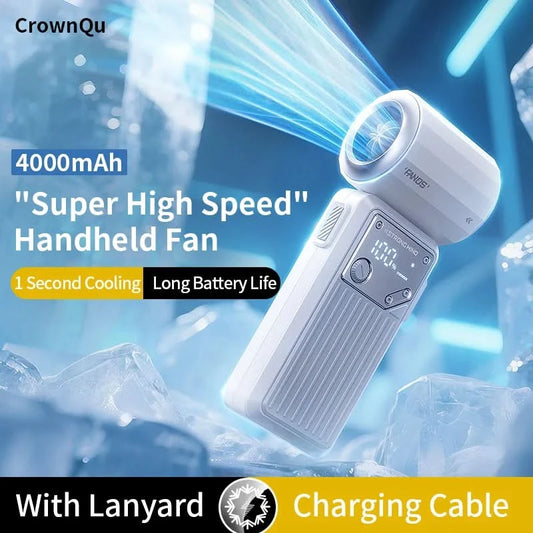 Mini Handheld Fan 4000mAh Pocket Portable High-speed Brushless Motor With Digital Display Outdoor Travel Cooling Turbo Jet Fan - M & M Global