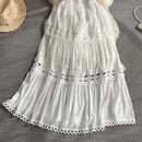 JAMERARY Designer New Summer Holiday White Embroidery Cotton Long Dress Women Sleeveless Midi Prom Evening Dresses Party Robe - M & M Global