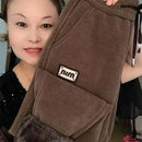 Lamb Fur Women's Winter High Waist Thickened Sweatpants Warm Slimming Casual Carrot Pants Comfortable Fit Long Trousers