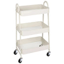 JHK 3 Tier Metal Storage Kitchen Cart with Lockable Wheels Mobile Shelving Unit Utility Rolling Organizer For Home Narrow Places