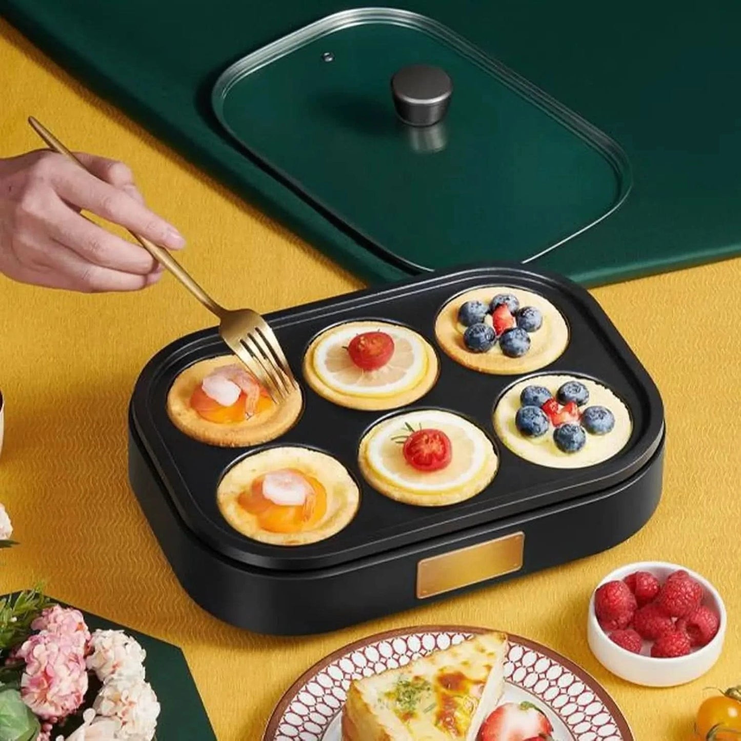 Egg Frying Pan, Electric Egg Cooker with 6 Cup Egg Frying Pan Breakfast Maker Easy Rapid Heating for Lunch Dinner Snacks Making - M & M Global