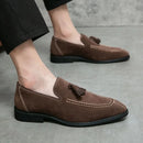 Men's Loafers Brand Suede Leather Shoes Vintage Slip-on Classic Casual Men Driving Shoes Wedding Male Dress Shoes Tassel pointed - M & M Global